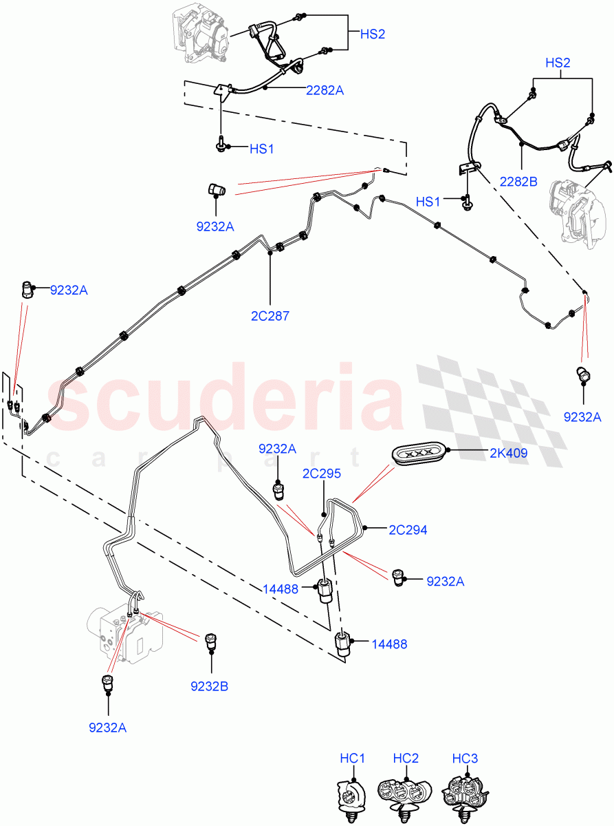 Rear Brake Pipes(Solihull Plant Build)(RHD)((V)FROMHA000001) of Land Rover Land Rover Discovery 5 (2017+) [3.0 DOHC GDI SC V6 Petrol]