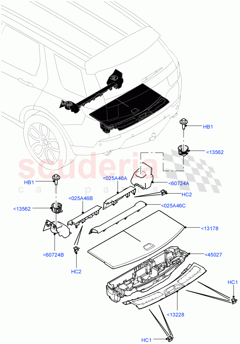 Load Compartment Trim (Floor) (Halewood (UK), With 3rd Row Double Seat, With 7 Seat Configuration, Third Row Dual Individual Seat) of Land Rover Land Rover Discovery Sport (2015+) [2.0 Turbo Petrol AJ200P]