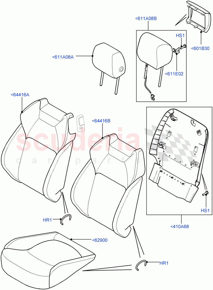 Front Seat Covers(5 Door,Windsor Sport Leather Perforated,Halewood (UK),3 Door)((V)FROMGH000001) of Land Rover Land Rover Range Rover Evoque (2012-2018) [2.0 Turbo Petrol AJ200P]