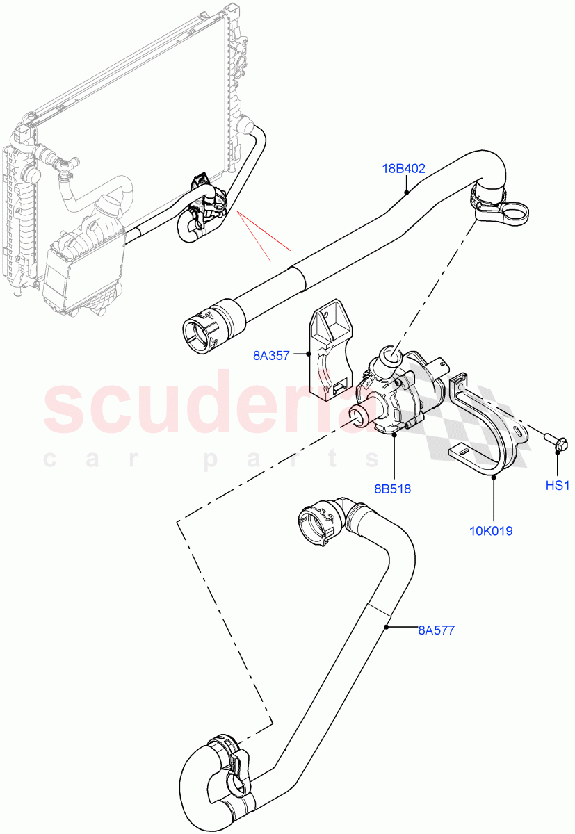 Water Pump(Auxillary Unit)(2.0L I4 Mid DOHC AJ200 Petrol,With Standard Engine Cooling System,2.0L I4 Mid AJ200 Petrol E100)((V)FROMJH000001) of Land Rover Land Rover Range Rover Evoque (2012-2018) [2.0 Turbo Petrol AJ200P]