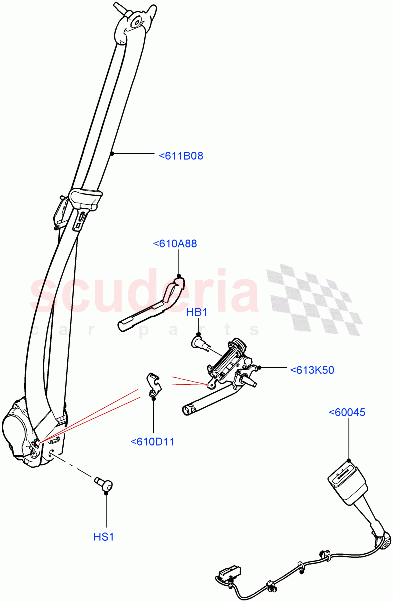 Front Seat Belts (Nitra Plant Build) ((V) FROMK2000001) of Land Rover Land Rover Discovery 5 (2017+) [3.0 DOHC GDI SC V6 Petrol]