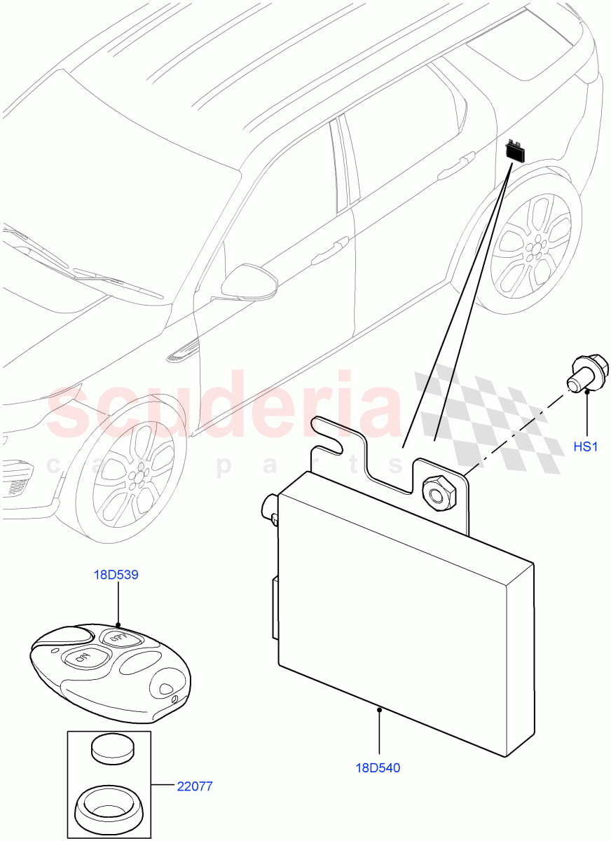 Auxiliary Fuel Fired Pre-Heater(Remote Controller)(Halewood (UK),Fuel Fired Heater With Park Heat,Fuel Heater W/Pk Heat With Remote) of Land Rover Land Rover Discovery Sport (2015+) [2.0 Turbo Diesel AJ21D4]