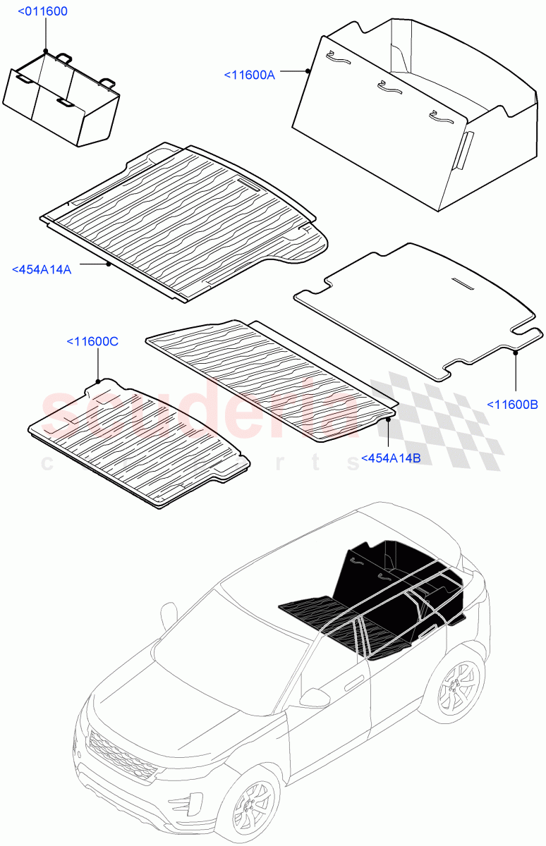 Loadspace Protection Mats(Halewood (UK)) of Land Rover Land Rover Range Rover Evoque (2019+) [1.5 I3 Turbo Petrol AJ20P3]