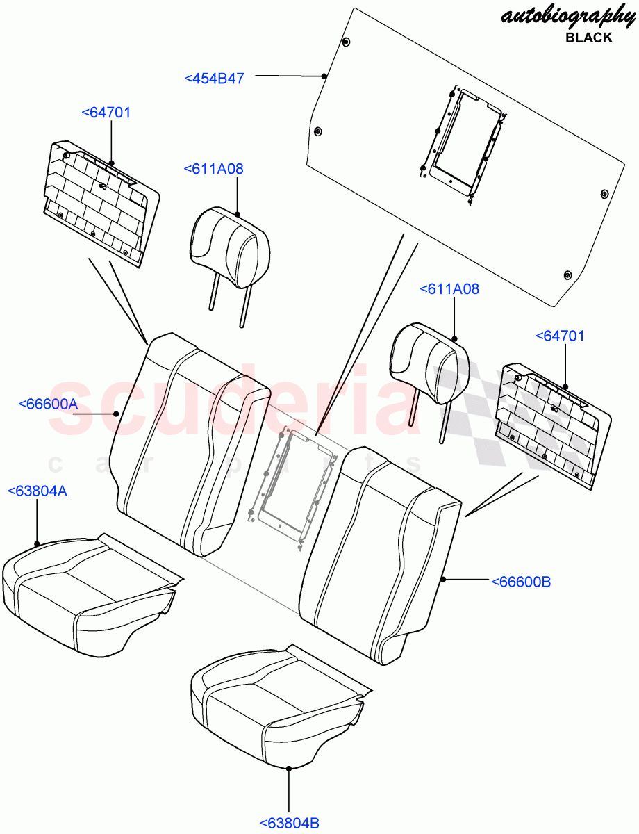 Rear Seat Covers(Autobiography Black / SV Autobiography)(With 40/40 Split Individual Rr Seat)((V)FROMEA000001,(V)TOHA999999) of Land Rover Land Rover Range Rover (2012-2021) [4.4 DOHC Diesel V8 DITC]