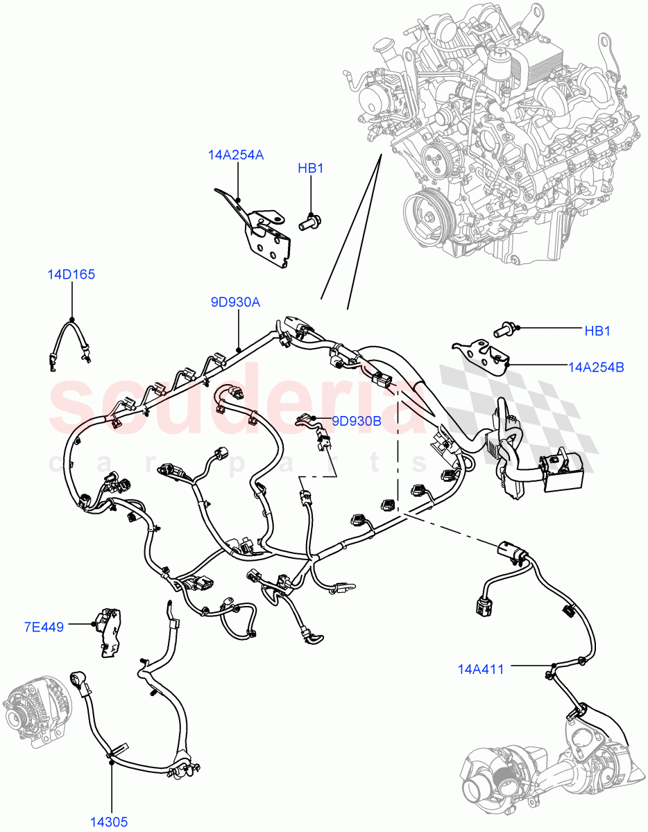 Electrical Wiring - Engine And Dash(4.4L DOHC DITC V8 Diesel) of Land Rover Land Rover Range Rover Sport (2014+) [3.0 DOHC GDI SC V6 Petrol]