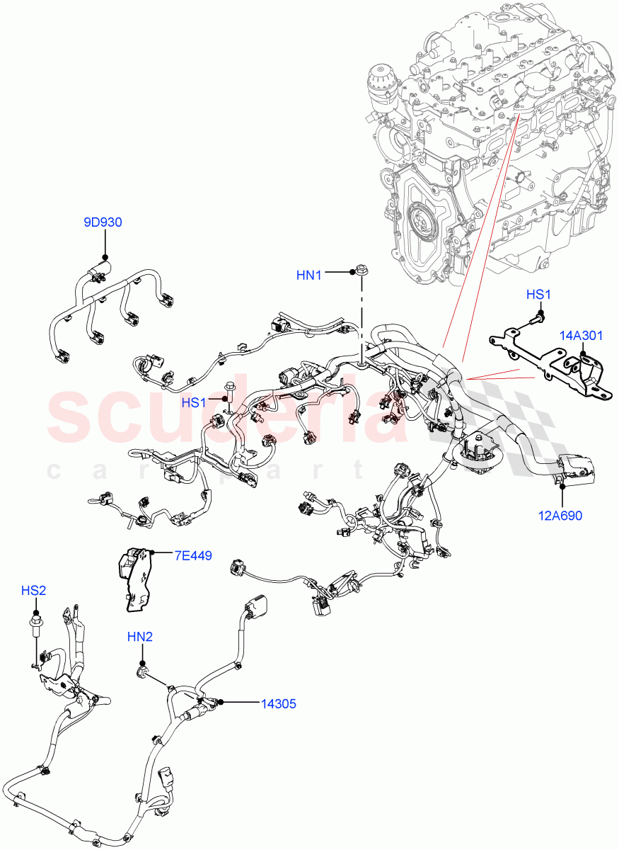 Electrical Wiring - Engine And Dash (2.0L AJ200P Hi PHEV) ((V) FROMJA000001) of Land Rover Land Rover Range Rover Sport (2014+) [3.0 Diesel 24V DOHC TC]