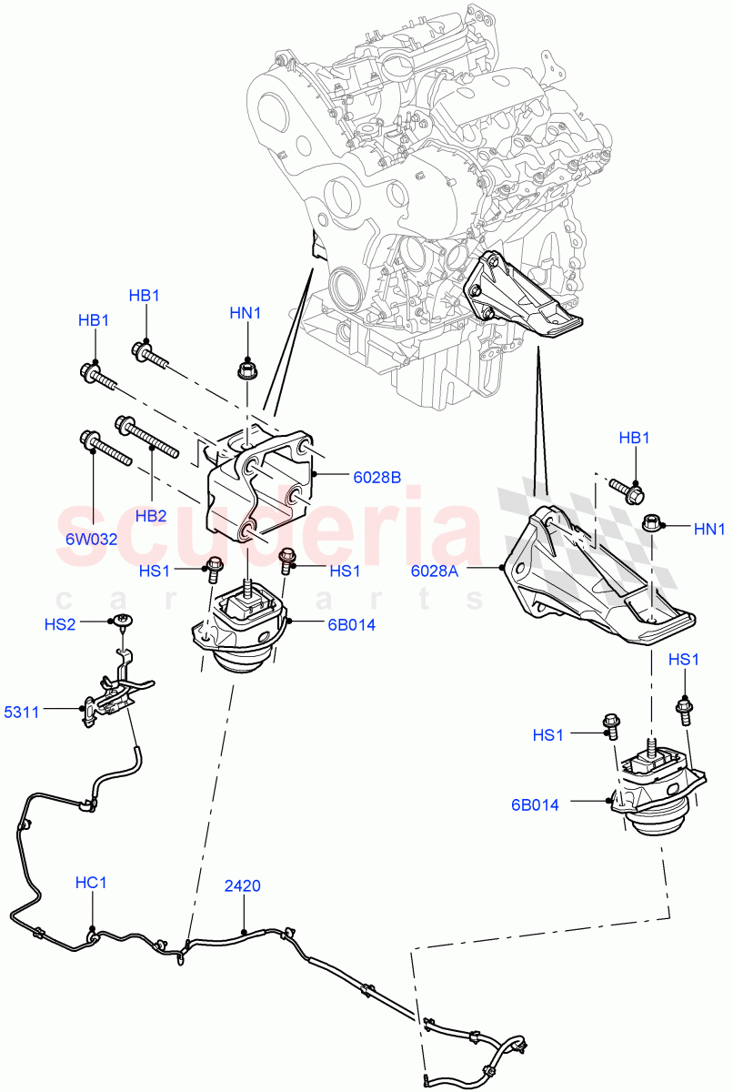 Engine Mounting (3.0 V6 Diesel) ((V) FROMAA000001) of Land Rover Land Rover Discovery 4 (2010-2016) [5.0 OHC SGDI NA V8 Petrol]