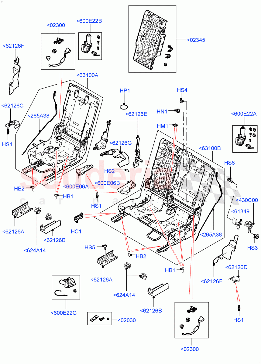 Rear Seat Base (Nitra Plant Build) (Version - Core, 60/40 Load Through With Slide, Version - R-Dynamic) ((V) FROMK2000001) of Land Rover Land Rover Discovery 5 (2017+) [3.0 DOHC GDI SC V6 Petrol]