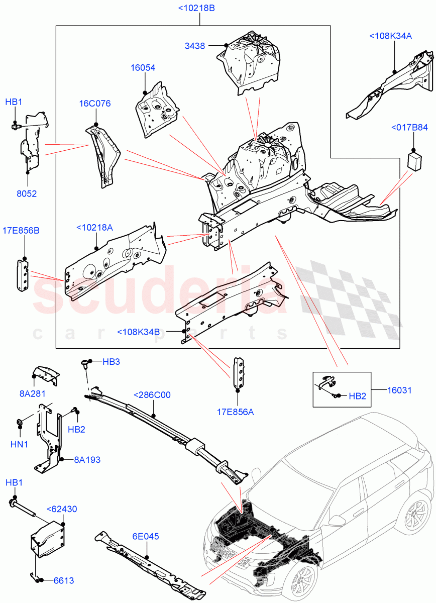 Front Panels, Aprons & Side Members (Reinforcement - Member) (Itatiaia (Brazil)) of Land Rover Land Rover Range Rover Evoque (2019+) [2.0 Turbo Diesel AJ21D4]