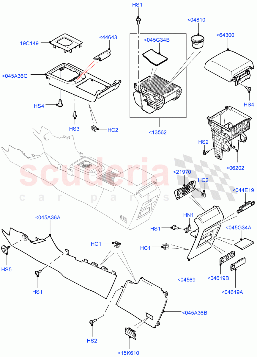 Console - Floor (External Components) (Changsu (China)) ((V) FROMFG000001, (V) TOKG446856) of Land Rover Land Rover Discovery Sport (2015+) [2.0 Turbo Diesel]