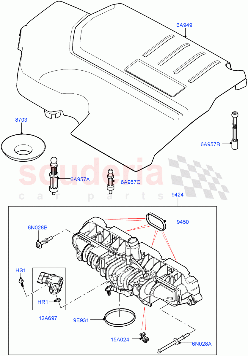 Inlet Manifold(2.0L AJ20P4 Petrol E100 PTA,Itatiaia (Brazil))((V)FROMLT000001) of Land Rover Land Rover Discovery Sport (2015+) [2.0 Turbo Petrol AJ200P]