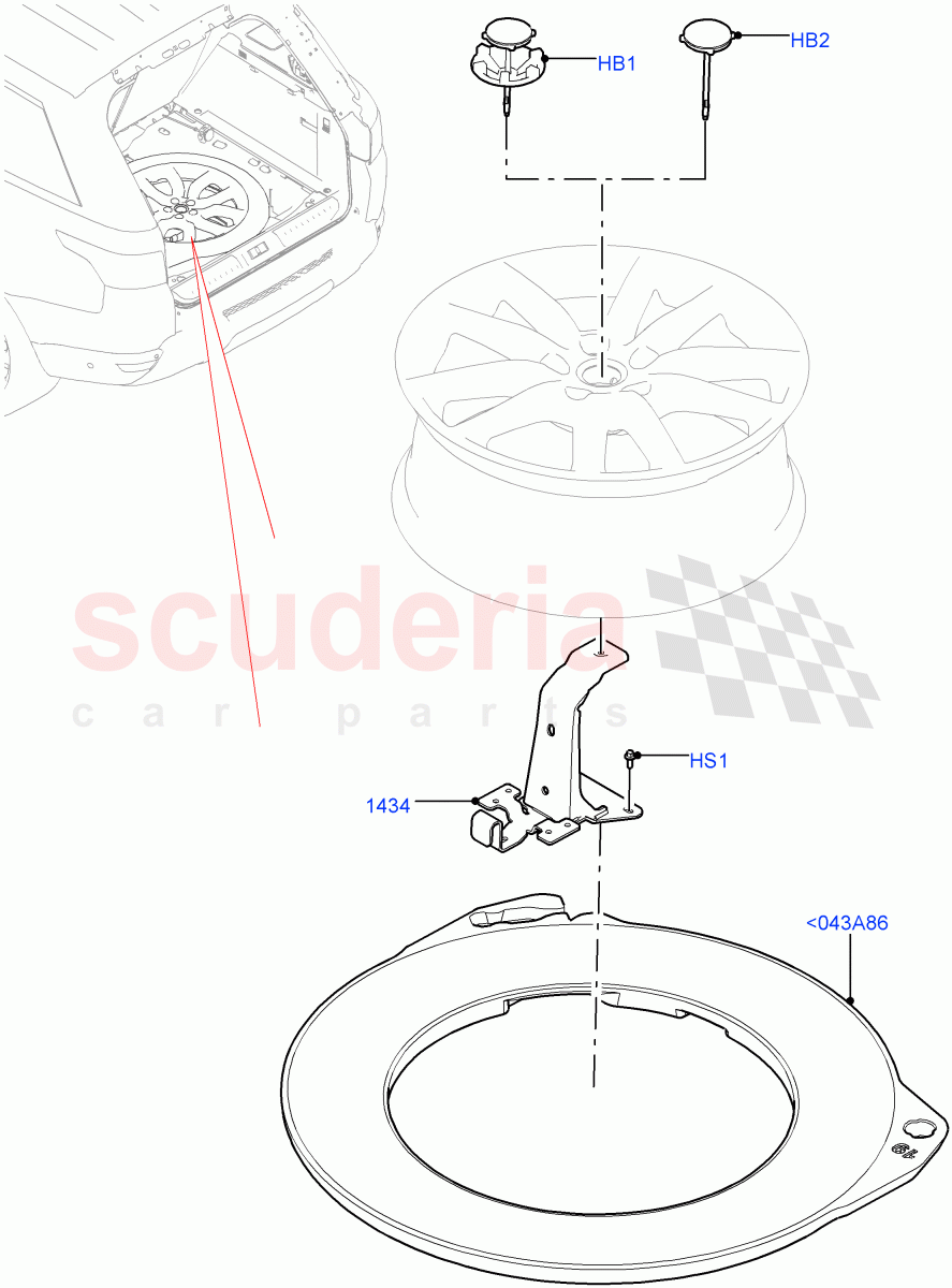 Spare Wheel Carrier(With 5 Seat Configuration)((V)FROMJA000001) of Land Rover Land Rover Range Rover Sport (2014+) [2.0 Turbo Petrol AJ200P]