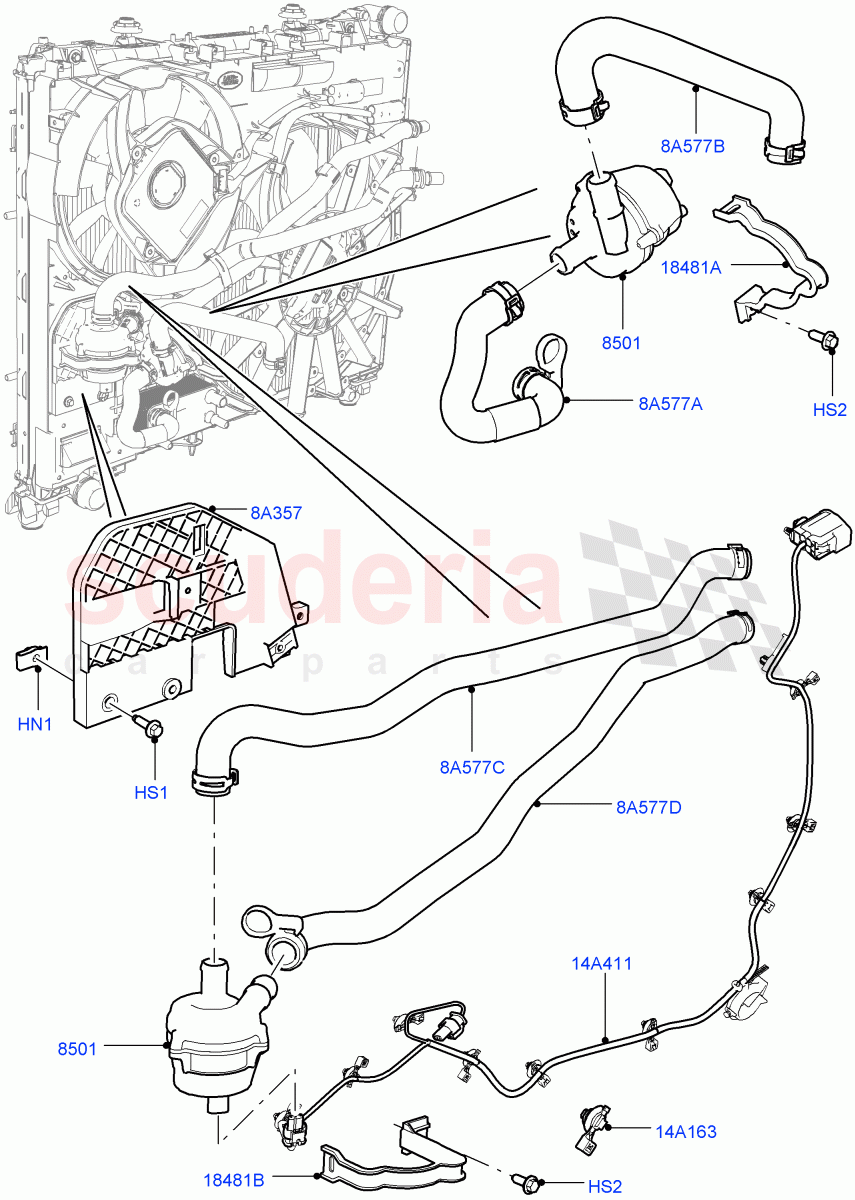 Water Pump (Auxiliary Unit) (3.0 V6 Diesel Electric Hybrid Eng) ((V) FROMFA000001) of Land Rover Land Rover Range Rover Sport (2014+) [3.0 Diesel 24V DOHC TC]
