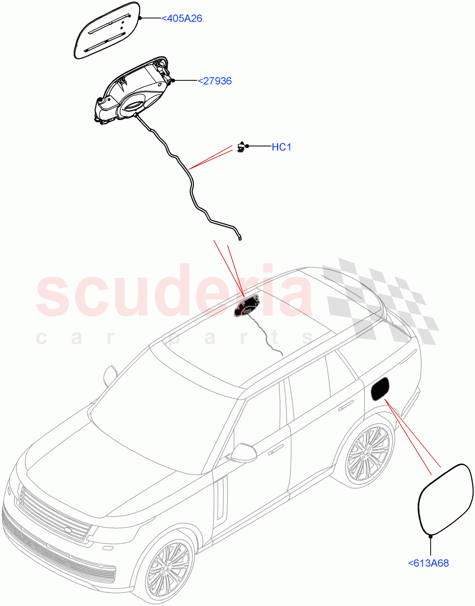 Fuel Tank Filler Door And Controls of Land Rover Land Rover Range Rover (2022+) [3.0 I6 Turbo Diesel AJ20D6]