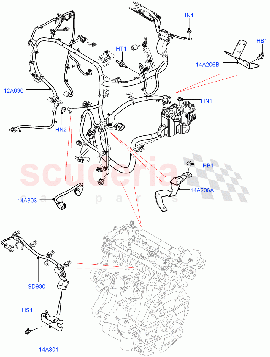 Electrical Wiring - Engine And Dash(Engine)(2.0L 16V TIVCT T/C 240PS Petrol,Changsu (China))((V)FROMEG000001) of Land Rover Land Rover Range Rover Evoque (2012-2018) [2.0 Turbo Petrol GTDI]