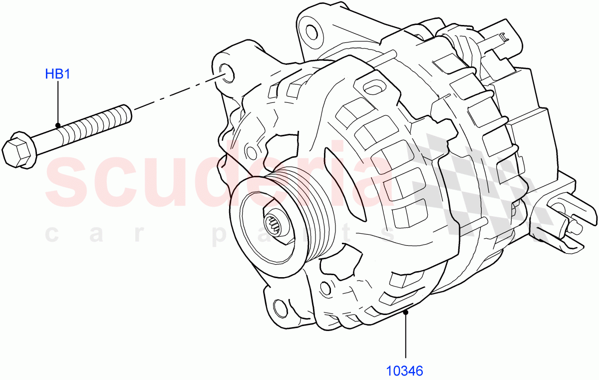 Alternator And Mountings (Solihull Plant Build) (2.0L I4 DSL MID DOHC AJ200, 2.0L I4 High DOHC AJ200 Petrol, 2.0L I4 DSL HIGH DOHC AJ200) ((V) FROMHA000001) of Land Rover Land Rover Discovery 5 (2017+) [3.0 DOHC GDI SC V6 Petrol]