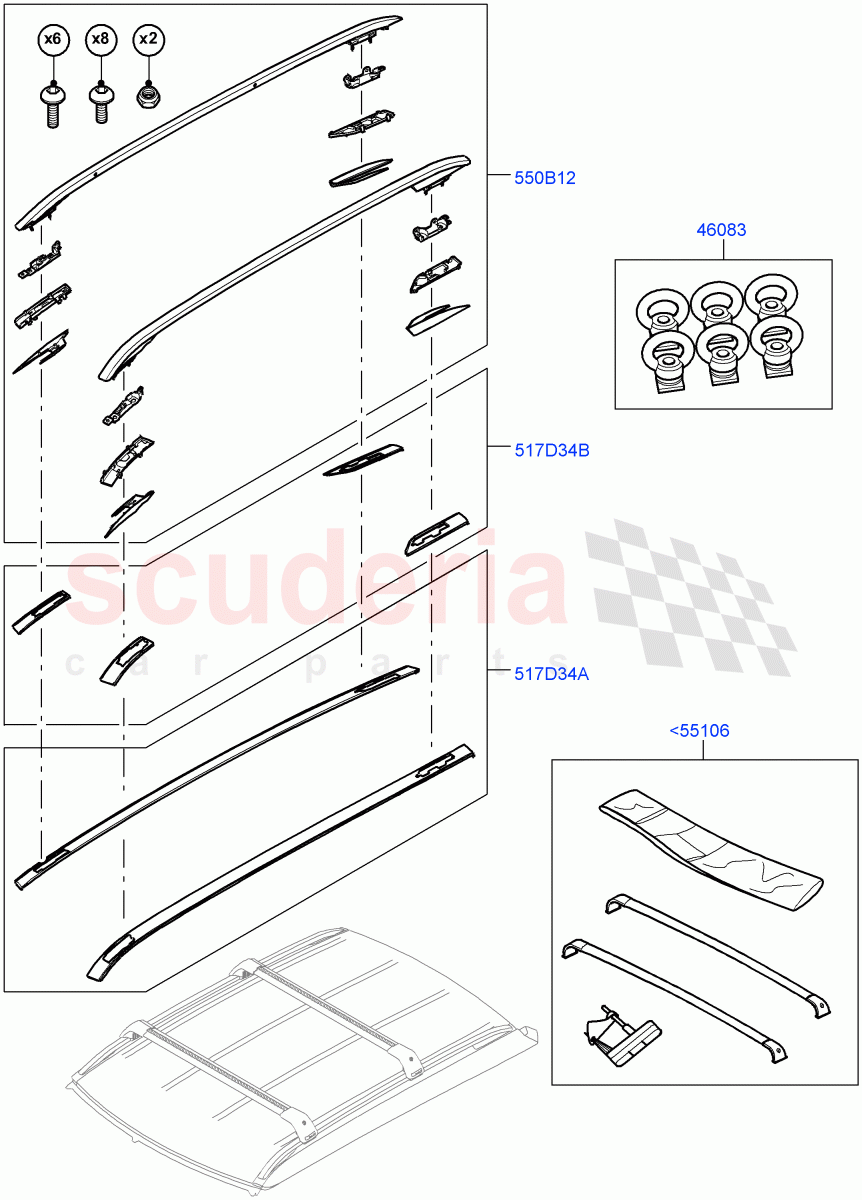 Roof Rails & Crossbars(Accessory)(Halewood (UK),Itatiaia (Brazil)) of Land Rover Land Rover Range Rover Evoque (2012-2018) [2.0 Turbo Petrol AJ200P]