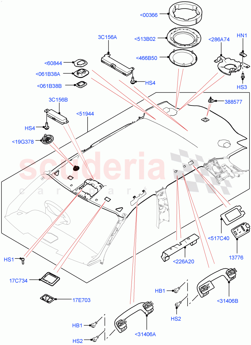 Headlining And Sun Visors (Less Panorama Roof, Halewood (UK)) of Land Rover Land Rover Discovery Sport (2015+) [2.2 Single Turbo Diesel]