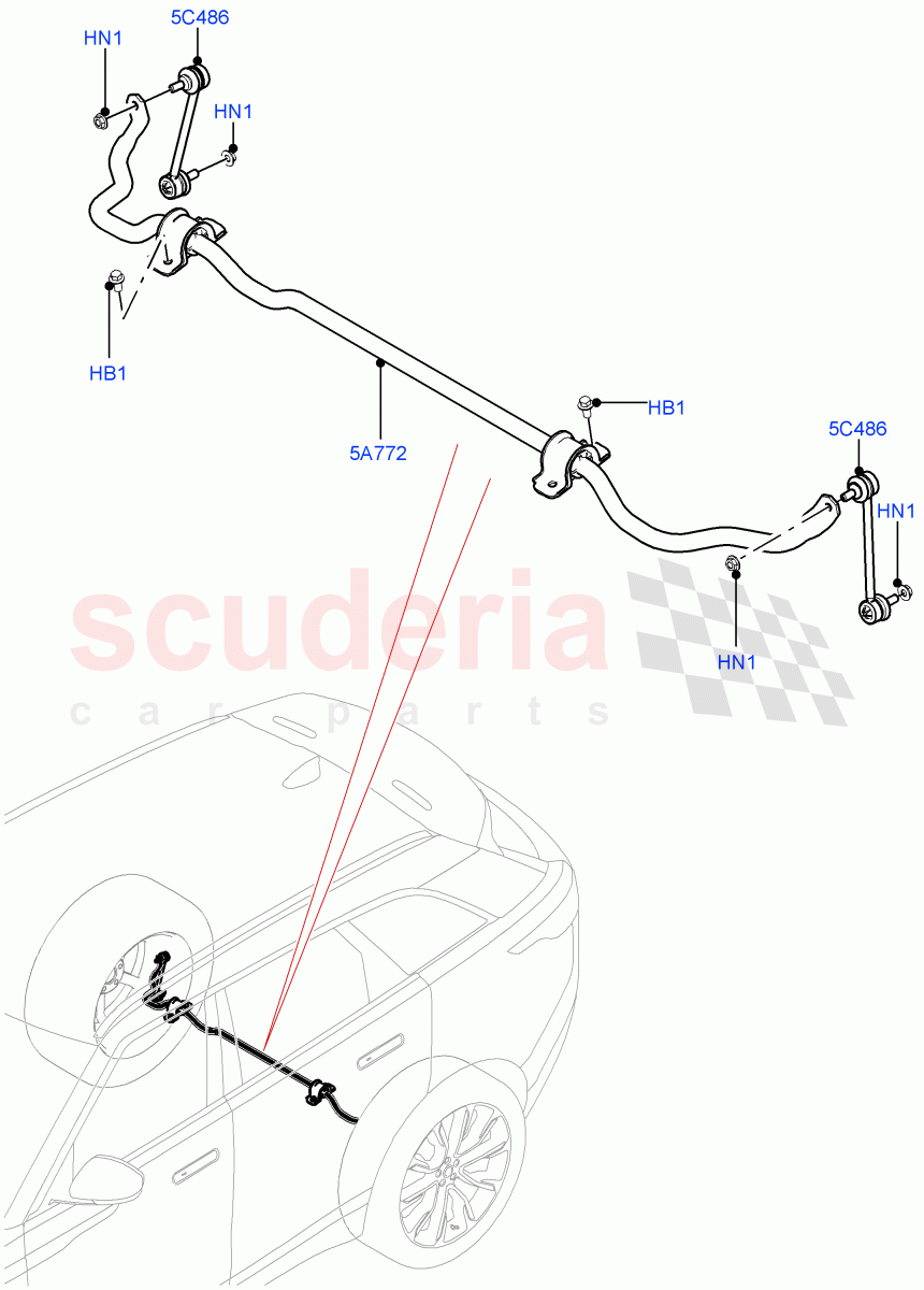 Rear Cross Member & Stabilizer Bar(Conventional Stabilizer Bar)(Electric Engine Battery-MHEV,Less Electric Engine Battery) of Land Rover Land Rover Range Rover Velar (2017+) [2.0 Turbo Diesel]