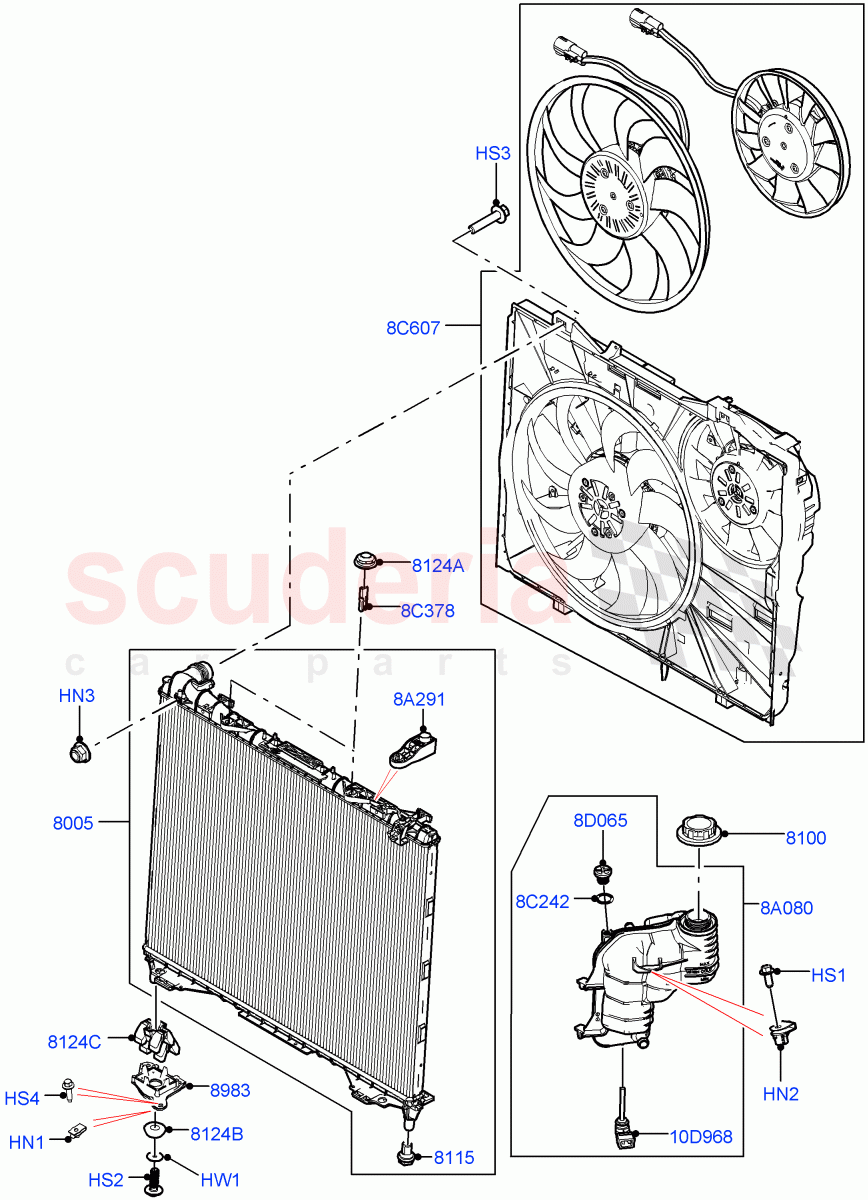 Radiator/Coolant Overflow Container (Solihull Plant Build) (2.0L I4 High DOHC AJ200 Petrol, 2.0L AJ200P Hi PHEV) ((V) FROMJA000001) of Land Rover Land Rover Discovery 5 (2017+) [2.0 Turbo Petrol AJ200P]