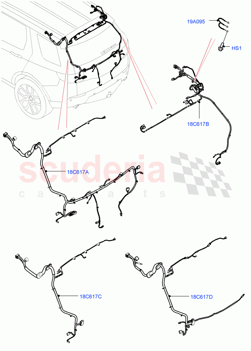 Electrical Wiring - Body And Rear (Tailgate) (Halewood (UK)) of Land Rover Land Rover Discovery Sport (2015+) [2.0 Turbo Petrol GTDI]