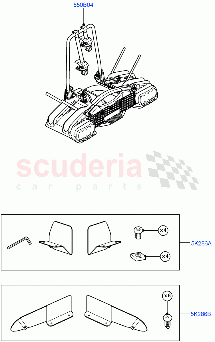 Carriers & Boxes (Accessory, Bike Carriers) (Halewood (UK), Itatiaia (Brazil)) of Land Rover Land Rover Discovery Sport (2015+) [2.0 Turbo Diesel AJ21D4]