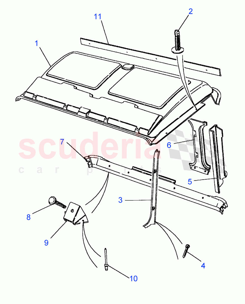 Roof Trim(Chassis Cab,110" Wheelbase,High Capacity Pick Up,Pick Up,130" Wheelbase,90" Wheelbase)((V)FROM7A000001) of Land Rover Land Rover Defender (2007-2016)