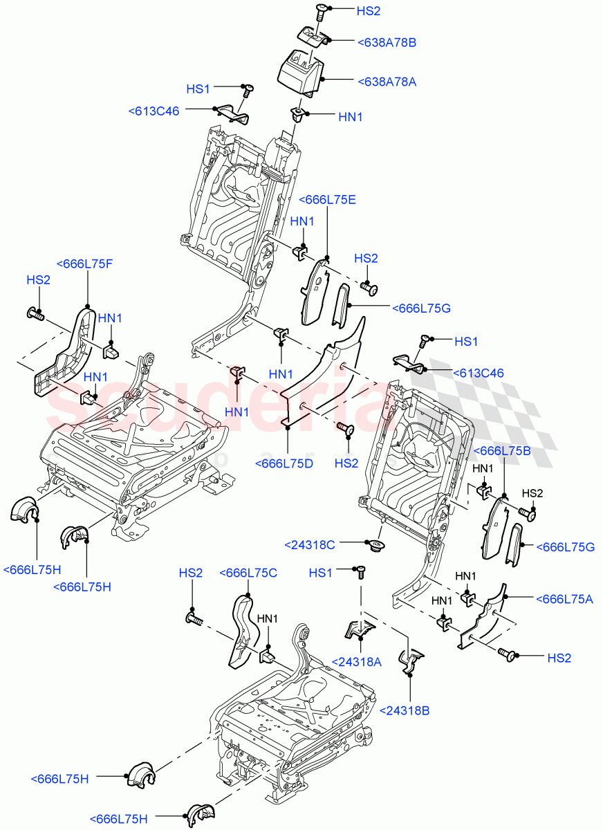 Rear Seat Frame(Finishers)(With 35/30/35 Split Fold Rear Seat)((V)FROMAA000001) of Land Rover Land Rover Discovery 4 (2010-2016) [5.0 OHC SGDI NA V8 Petrol]