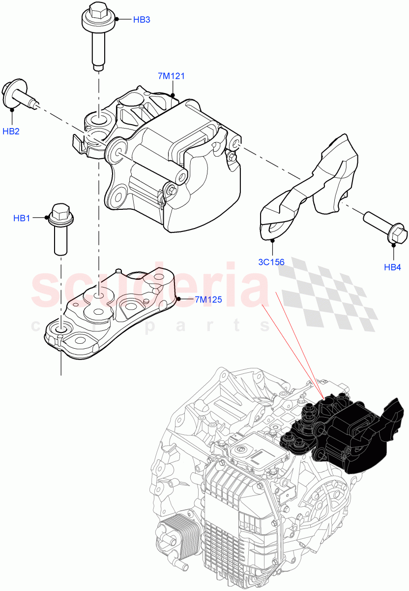 Transmission Mounting(1.5L AJ20P3 Petrol High PHEV,8 Speed Automatic Trans 8G30,Halewood (UK),1.5L AJ20P3 Petrol High)((V)FROMLH000001) of Land Rover Land Rover Discovery Sport (2015+) [2.0 Turbo Petrol AJ200P]