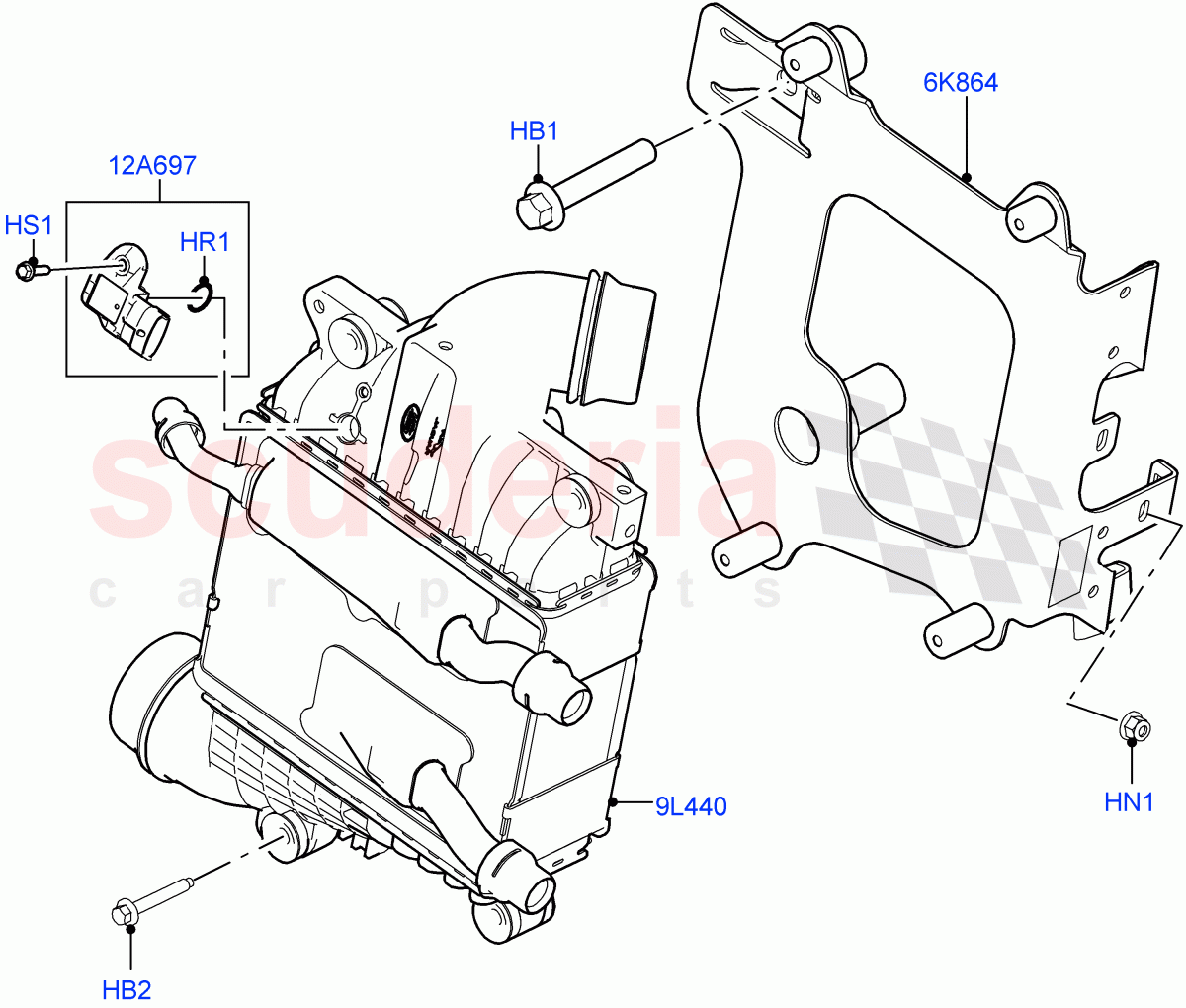 Intercooler/Air Ducts And Hoses(Intercooler, Solihull Plant Build)(2.0L I4 High DOHC AJ200 Petrol)((V)FROMJA000001) of Land Rover Land Rover Discovery 5 (2017+) [2.0 Turbo Petrol AJ200P]