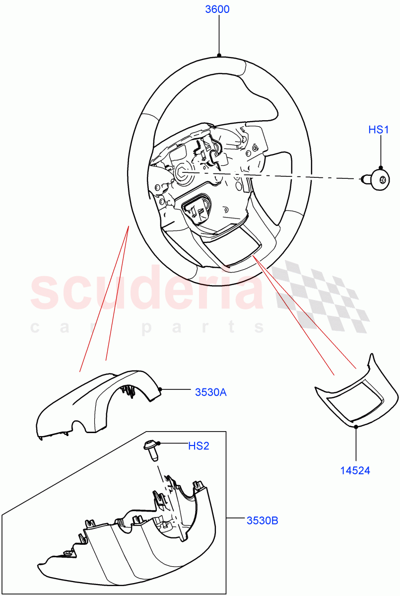 Steering Wheel (Halewood (UK)) ((V) FROMLH000001, (V) TOLH999999) of Land Rover Land Rover Discovery Sport (2015+) [1.5 I3 Turbo Petrol AJ20P3]