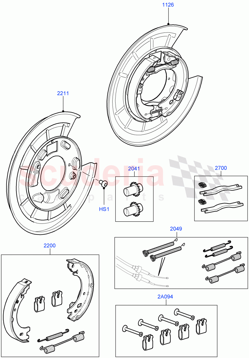 Parking Brake (Brake Shoes) ((V) FROMAA000001, (V) TOBA701291) of Land Rover Land Rover Range Rover Sport (2010-2013) [5.0 OHC SGDI NA V8 Petrol]