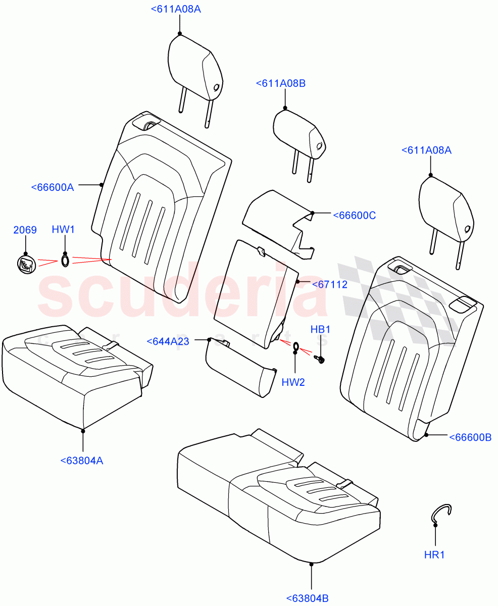 Rear Seat Covers(Standard Wheelbase,Windsor Perforated/Geotex/Windsor,With 40/20/40 Split Fold Rear Seat)((V)FROMM2000001) of Land Rover Land Rover Defender (2020+) [2.0 Turbo Petrol AJ200P]