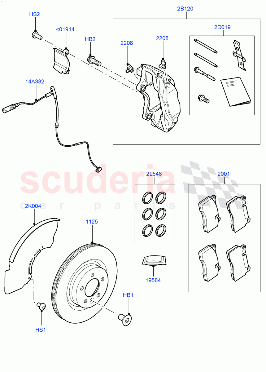 Front Brake Discs And Calipers(3.0L DOHC GDI SC V6 PETROL,Engine Power Source - 380PS/450NM)((V)FROMGA600000,(V)TOGA652128) of Land Rover Land Rover Range Rover Sport (2014+) [2.0 Turbo Petrol AJ200P]