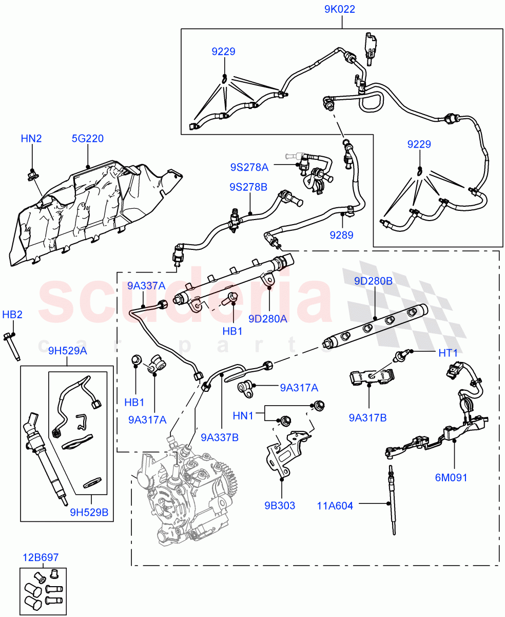 Fuel Injectors And Pipes(3.6L V8 32V DOHC EFi Diesel Lion)((V)FROMAA000001) of Land Rover Land Rover Range Rover (2010-2012) [3.6 V8 32V DOHC EFI Diesel]