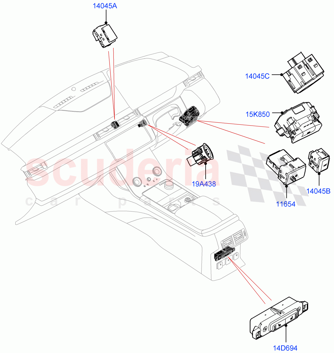 Switches (Console) of Land Rover Land Rover Range Rover Velar (2017+) [3.0 I6 Turbo Petrol AJ20P6]