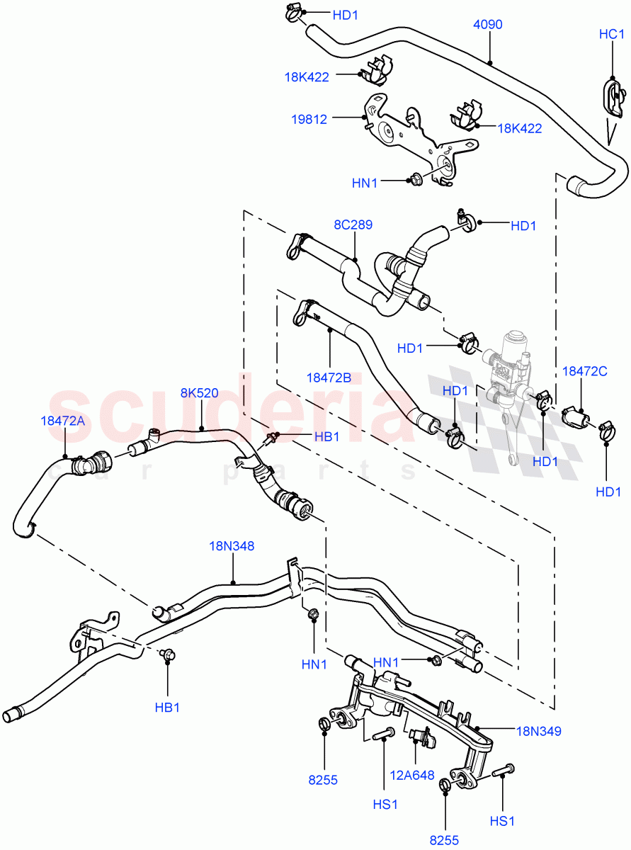Heater Hoses(5.0L OHC SGDI SC V8 Petrol - AJ133,With Front Comfort Air Con (IHKA),Park Heating With Remote Control,5.0L OHC SGDI NA V8 Petrol - AJ133)((V)FROMAA000001) of Land Rover Land Rover Range Rover (2010-2012) [5.0 OHC SGDI SC V8 Petrol]