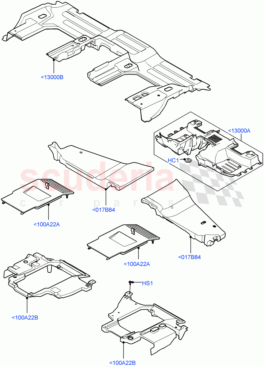 Floor Trim(Floor Carpets, Commercial)(Standard Wheelbase,Version - Commercial)((V)FROMM2000001) of Land Rover Land Rover Defender (2020+) [3.0 I6 Turbo Diesel AJ20D6]