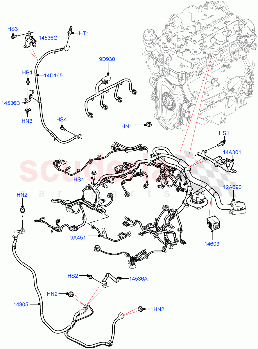 Engine Harness (2.0L I4 High DOHC AJ200 Petrol) of Land Rover Land Rover Defender (2020+) [2.0 Turbo Diesel]