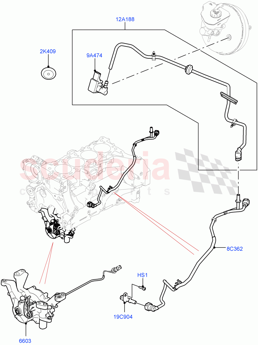 Vacuum Control And Air Injection (2.0L I4 Mid DOHC AJ200 Petrol, RHD, 2.0L I4 High DOHC AJ200 Petrol) ((V) TOLA999999) of Land Rover Land Rover Range Rover Velar (2017+) [2.0 Turbo Petrol AJ200P]