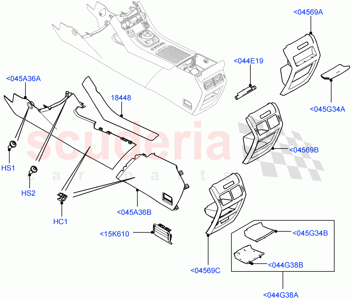 Console - Floor(Trim Side, External Components)(Halewood (UK)) of Land Rover Land Rover Range Rover Evoque (2012-2018) [2.2 Single Turbo Diesel]