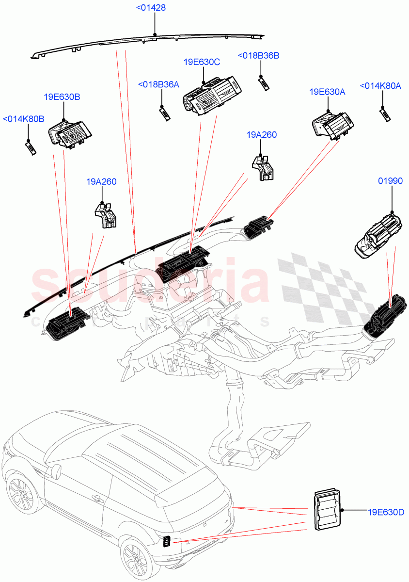 Air Vents, Louvres And Ducts (External Components) (Halewood (UK)) of Land Rover Land Rover Range Rover Evoque (2012-2018) [2.0 Turbo Petrol AJ200P]