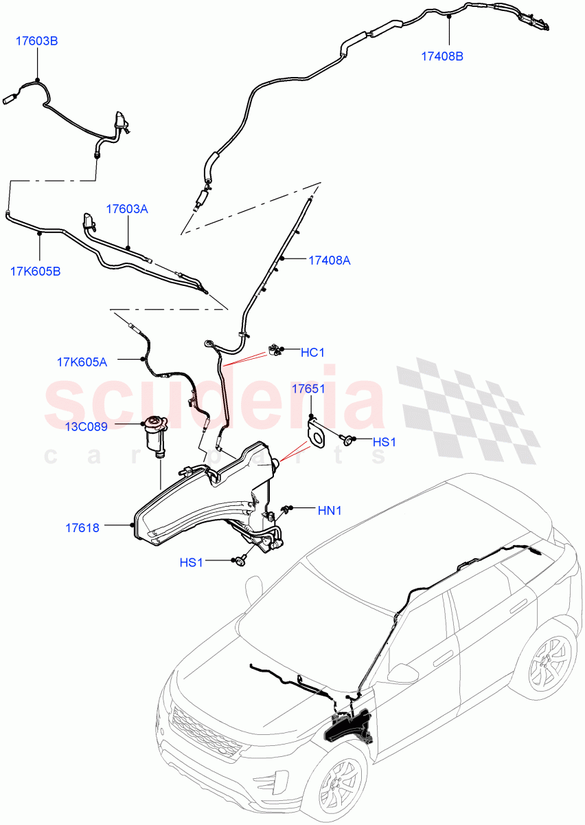 Windscreen Washer(Halewood (UK)) of Land Rover Land Rover Range Rover Evoque (2019+) [1.5 I3 Turbo Petrol AJ20P3]