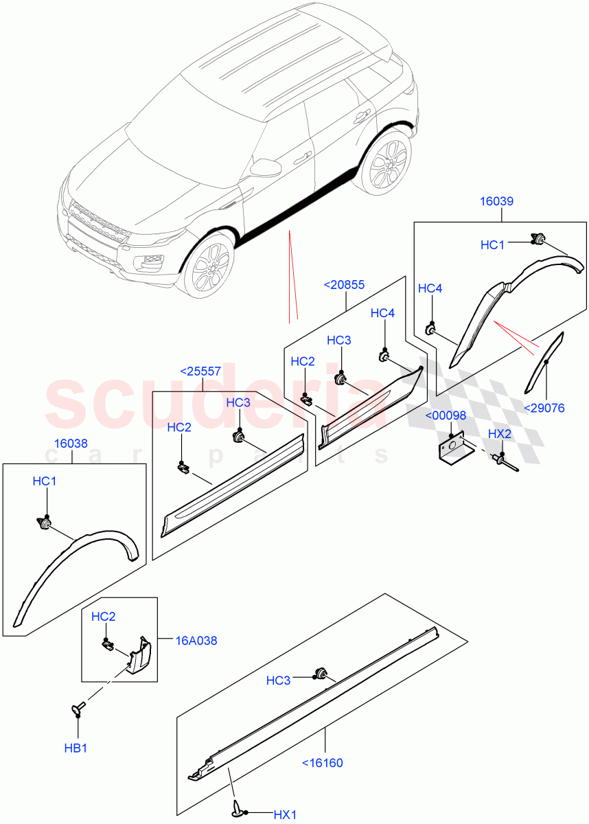 Body Mouldings(Changsu (China))((V)FROMEG000001) of Land Rover Land Rover Range Rover Evoque (2012-2018) [2.0 Turbo Petrol AJ200P]