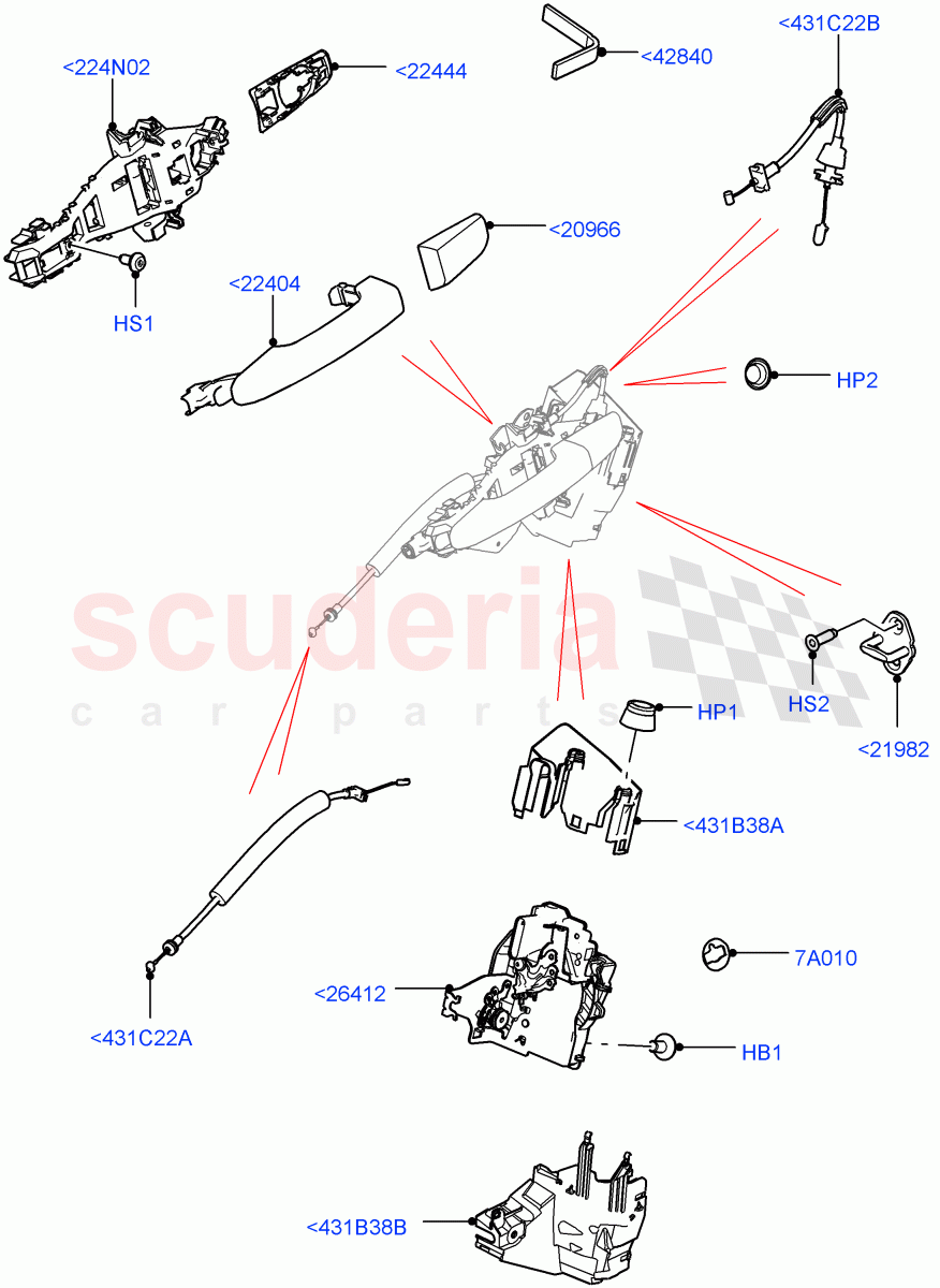 Rear Door Lock Controls (Standard Wheelbase) ((V) TON2999999) of Land Rover Land Rover Defender (2020+) [5.0 OHC SGDI SC V8 Petrol]