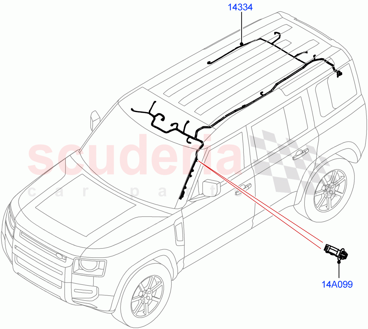 Electrical Wiring - Body And Rear (Roof) ((V) TON2999999) of Land Rover Land Rover Defender (2020+) [2.0 Turbo Petrol AJ200P]