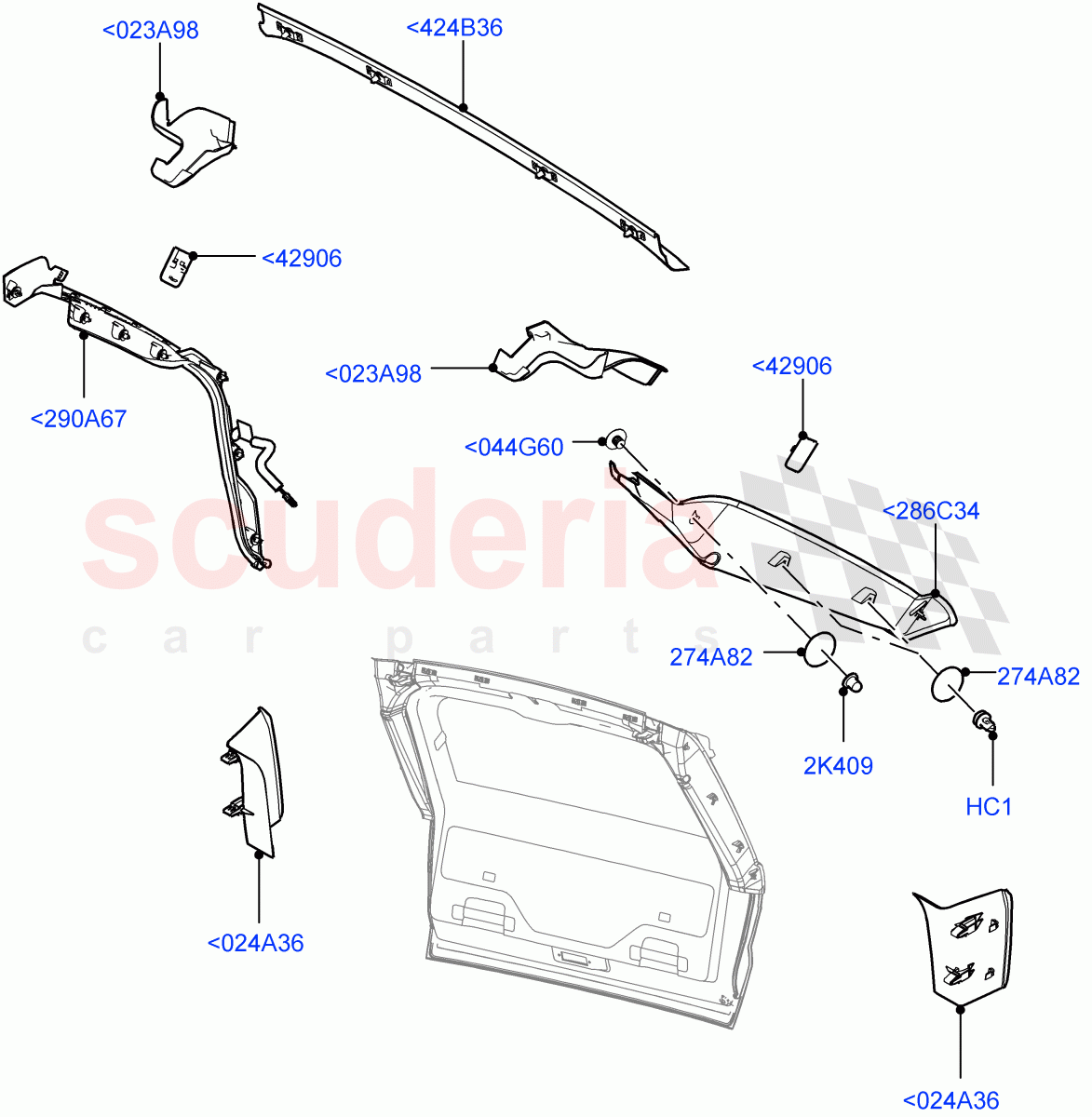 Back Door/Tailgate Trim Panels (Upper) of Land Rover Land Rover Range Rover Sport (2014+) [3.0 DOHC GDI SC V6 Petrol]