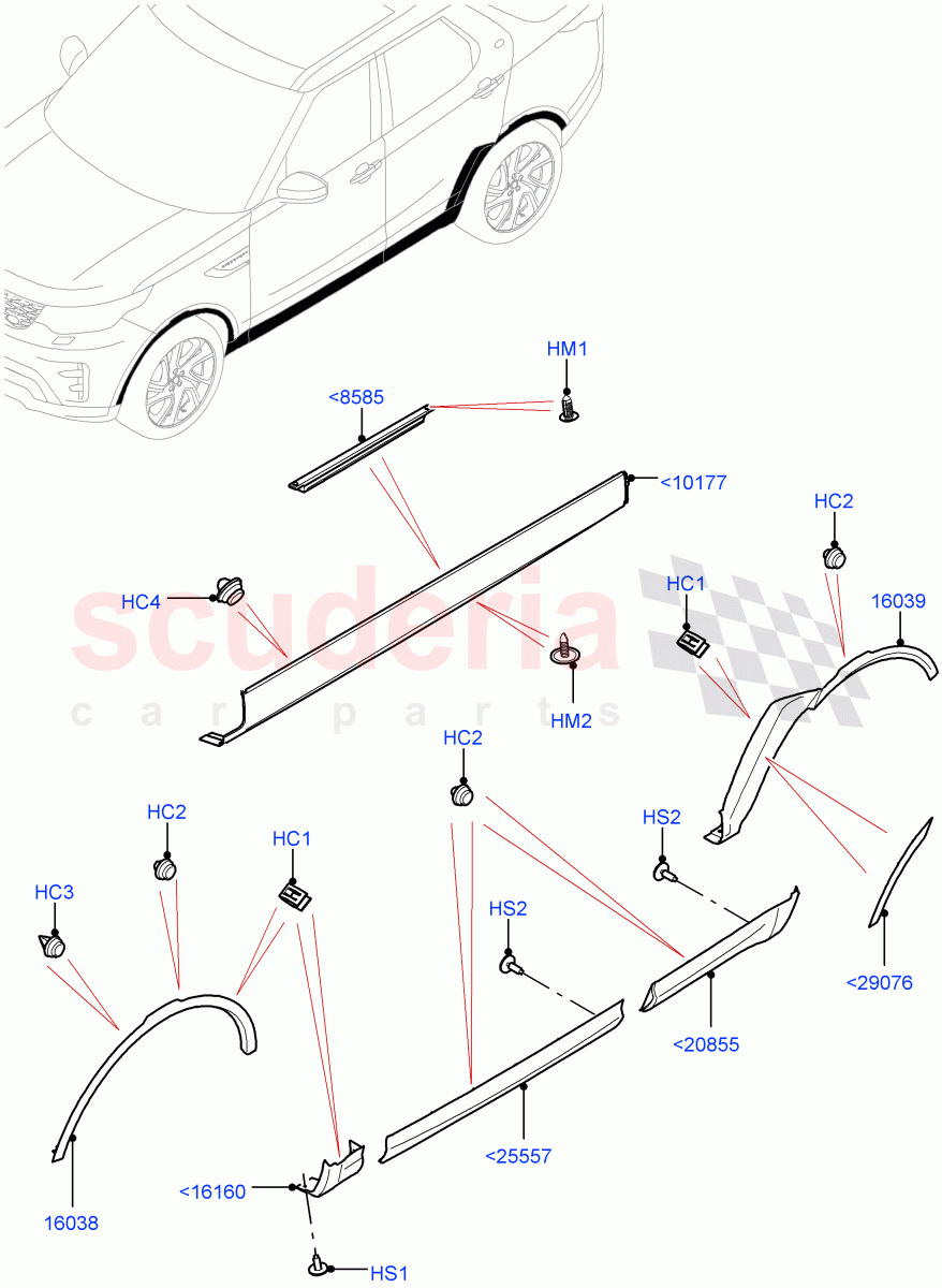 Body Mouldings (Nitra Plant Build) ((V) FROMK2000001) of Land Rover Land Rover Discovery 5 (2017+) [2.0 Turbo Diesel]