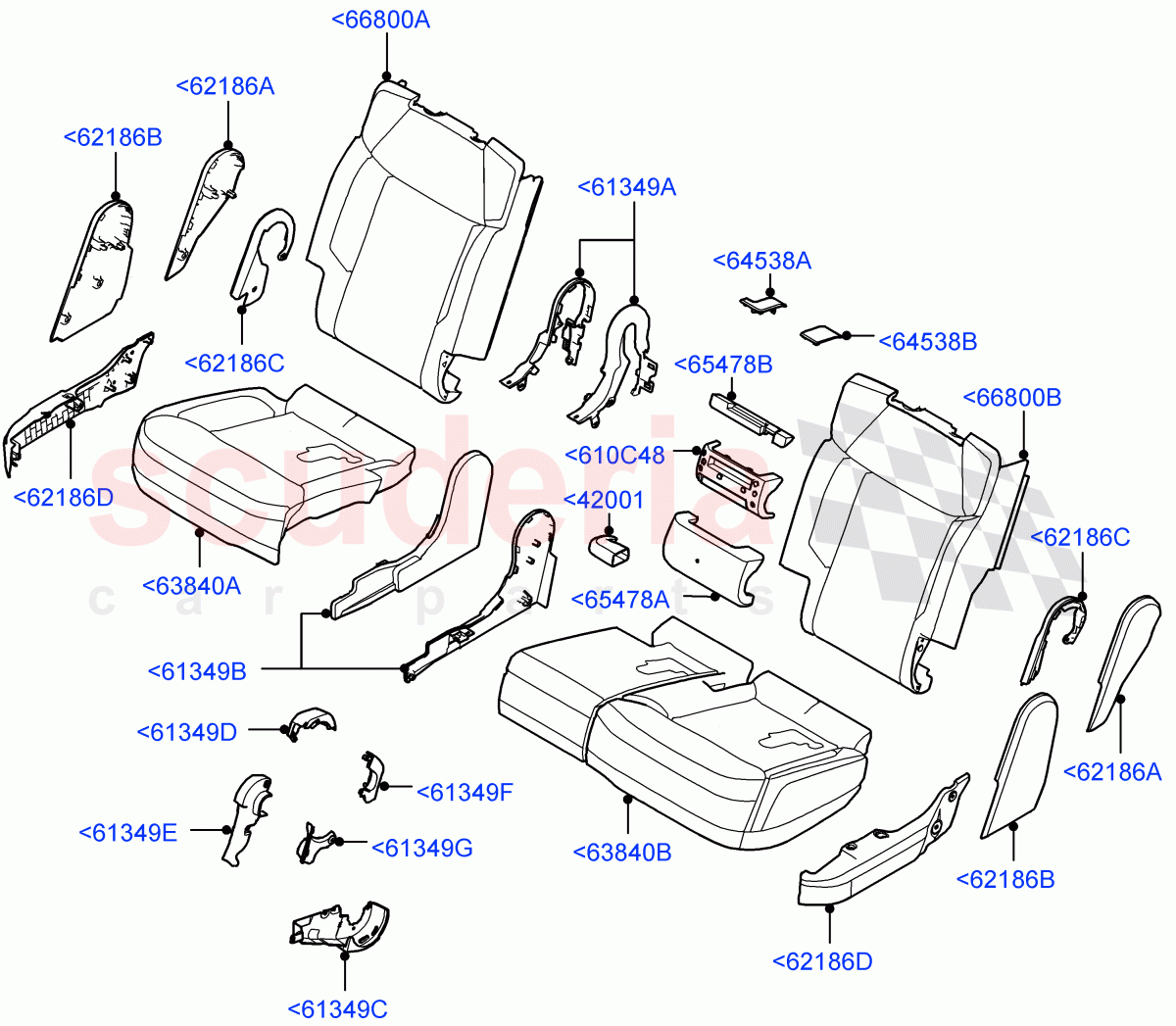 Rear Seat Pads/Valances & Heating(Pads/Valances)(With 60/40 Power Fold Thru Rr Seat,60/40 Load Through With Slide) of Land Rover Land Rover Range Rover (2022+) [4.4 V8 Turbo Petrol NC10]