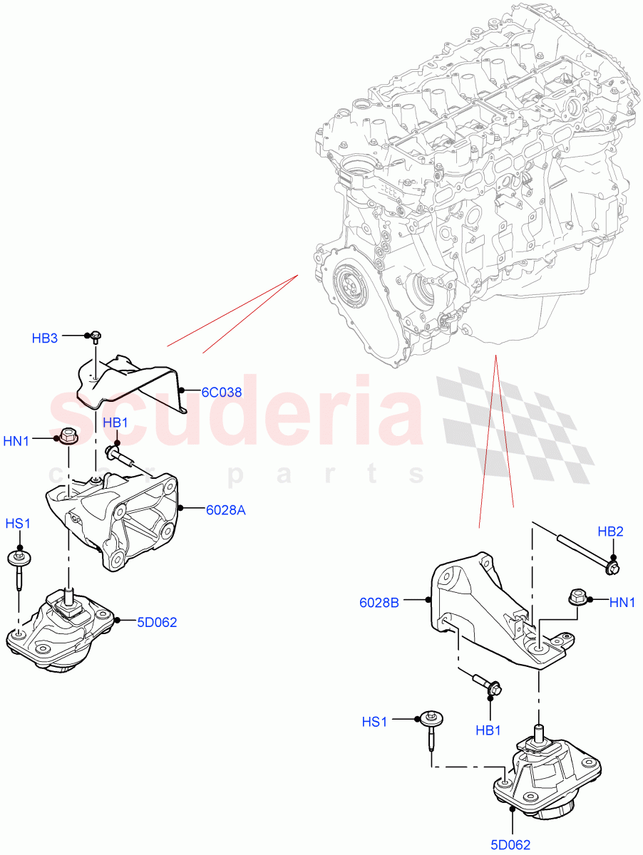 Engine Mounting(3.0L AJ20P6 Petrol High)((V)FROMKA000001) of Land Rover Land Rover Range Rover (2012-2021) [3.0 DOHC GDI SC V6 Petrol]